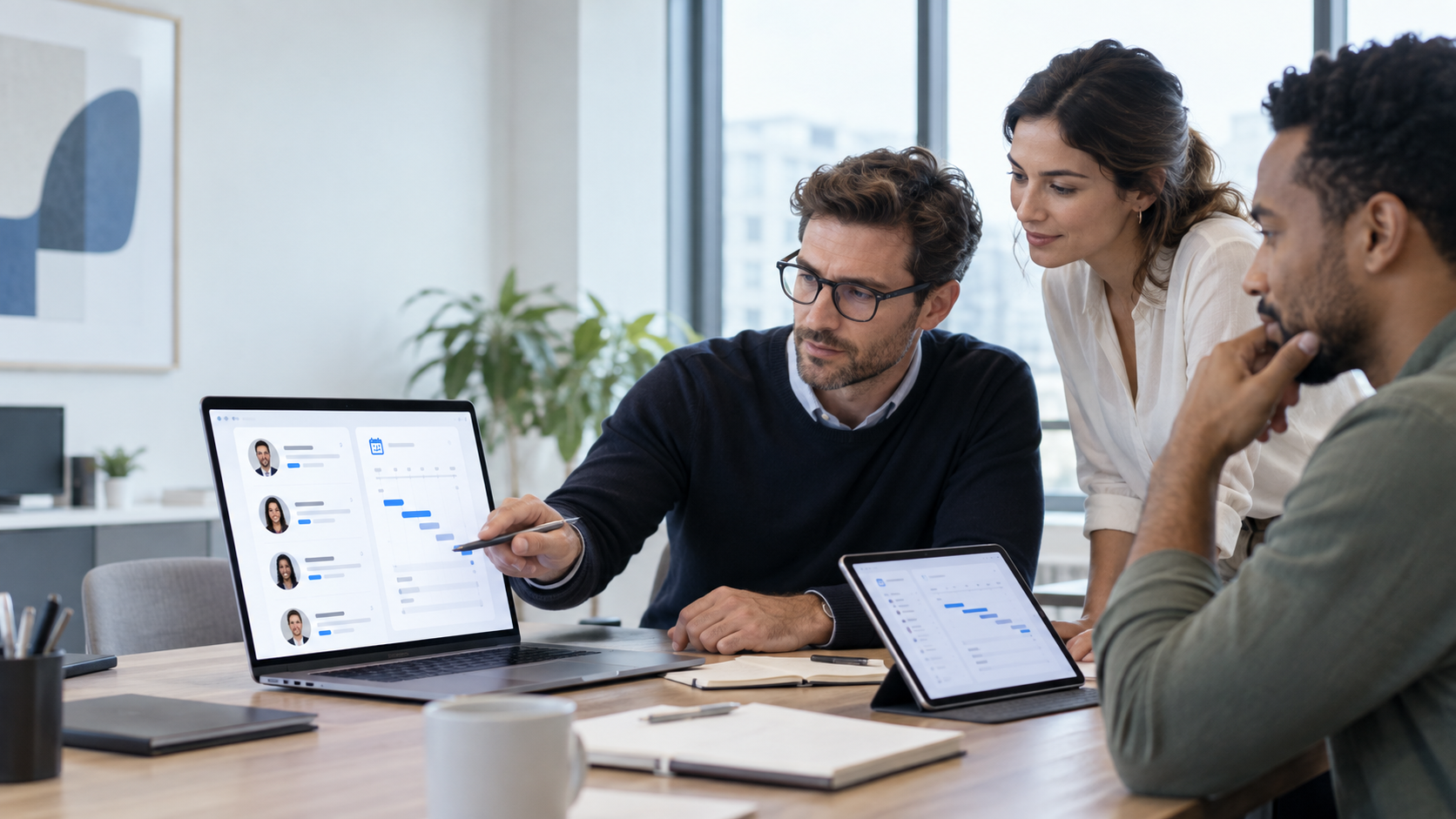 Equipe entreprise selectionnant des profils independants pour une mission
